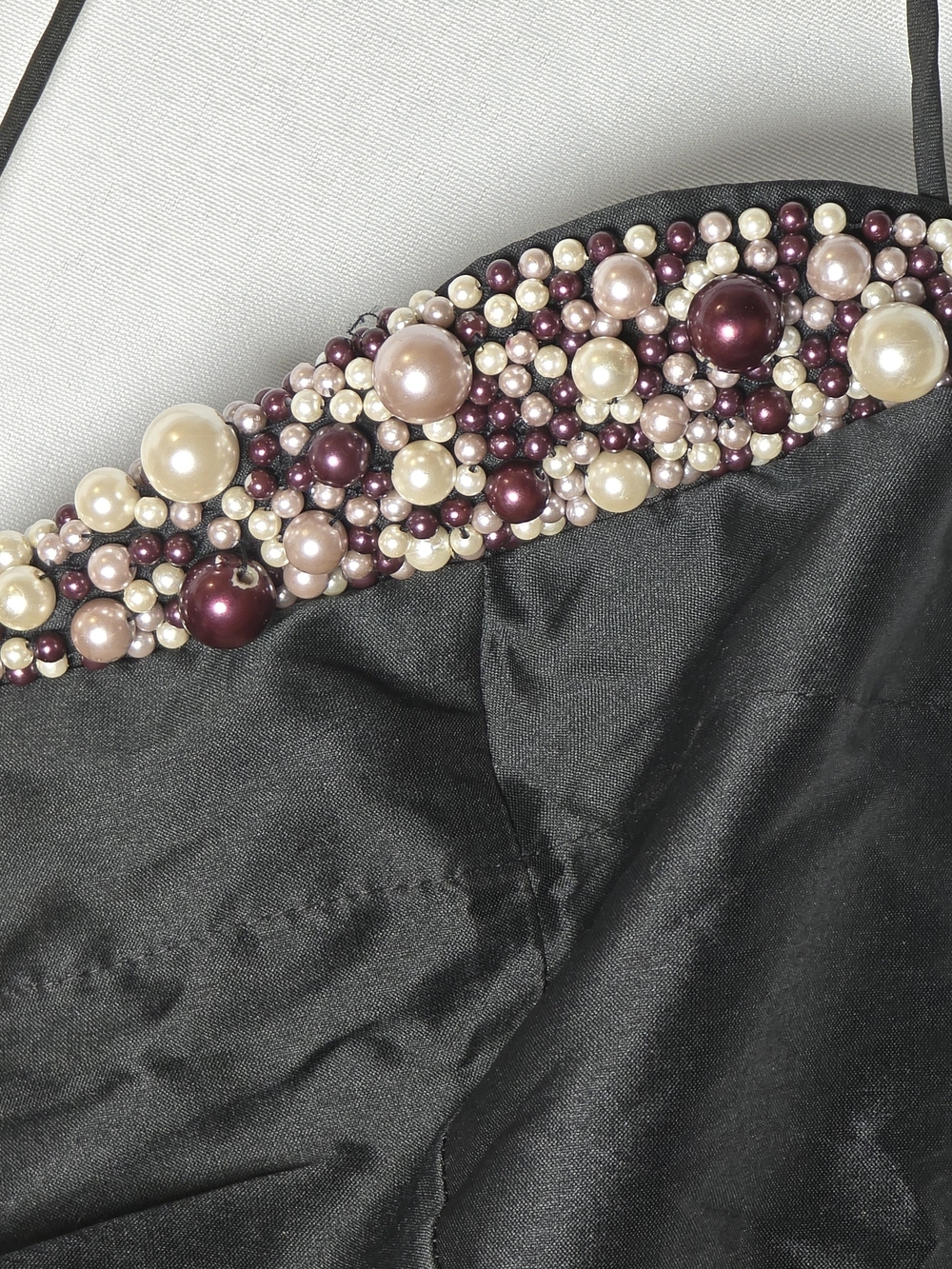 Anthropologie Maeve Beaded Embellishes Sweetheart Neck Strappy Black Mini Dress - Picture 2 of 9